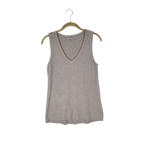Barefoot Dreams CozyChic Ultra Lite Ribbed Tank Top V-Neck Taupe Size Small - Picture 1 of 7